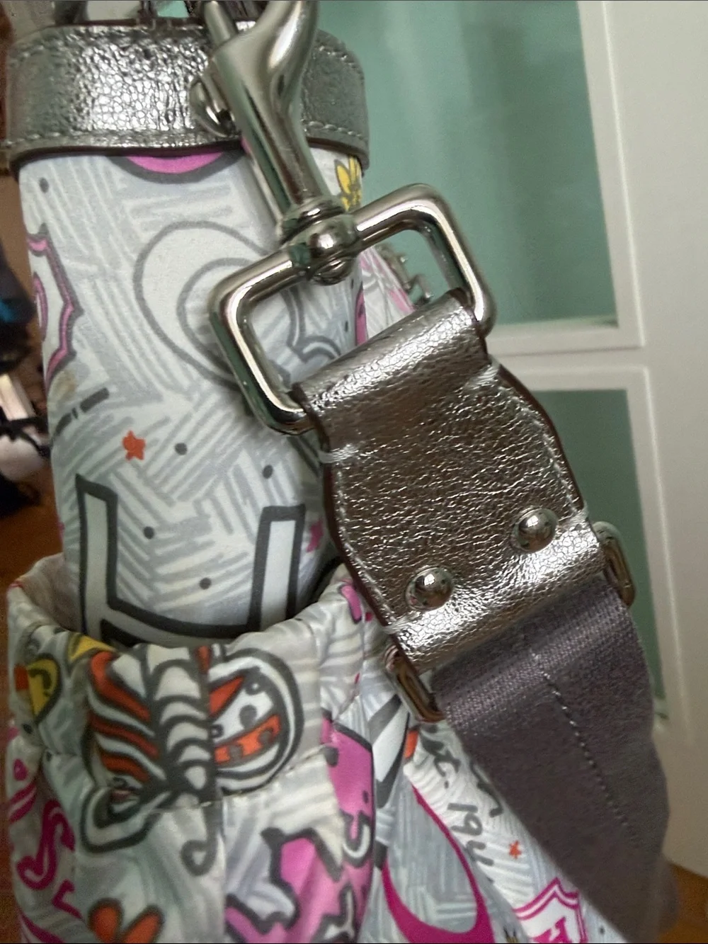 Coach Silver and Pink Graphic Butterfly Diaper Bag Y2K Vintage